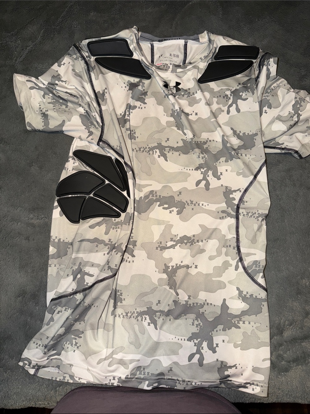 Under Armour White & Gray Camo Padded Compression Top